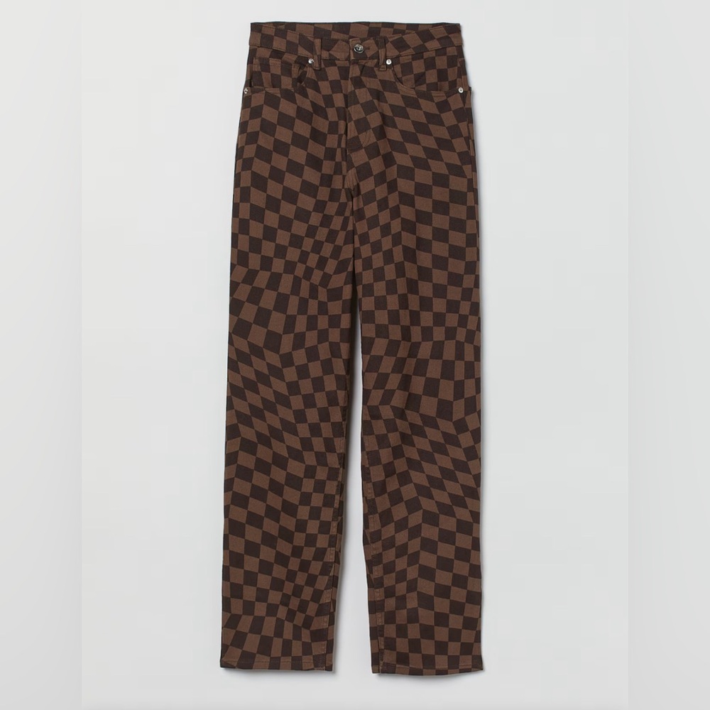 Checkers h&m pants with raw cut hem